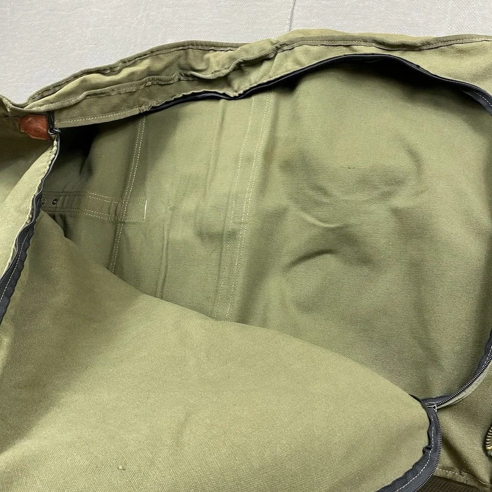 Vintage Orvis Battenkill Garment Bag Beautiful Aged Leather & Green Field Canvas